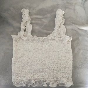 White ruffle tank top